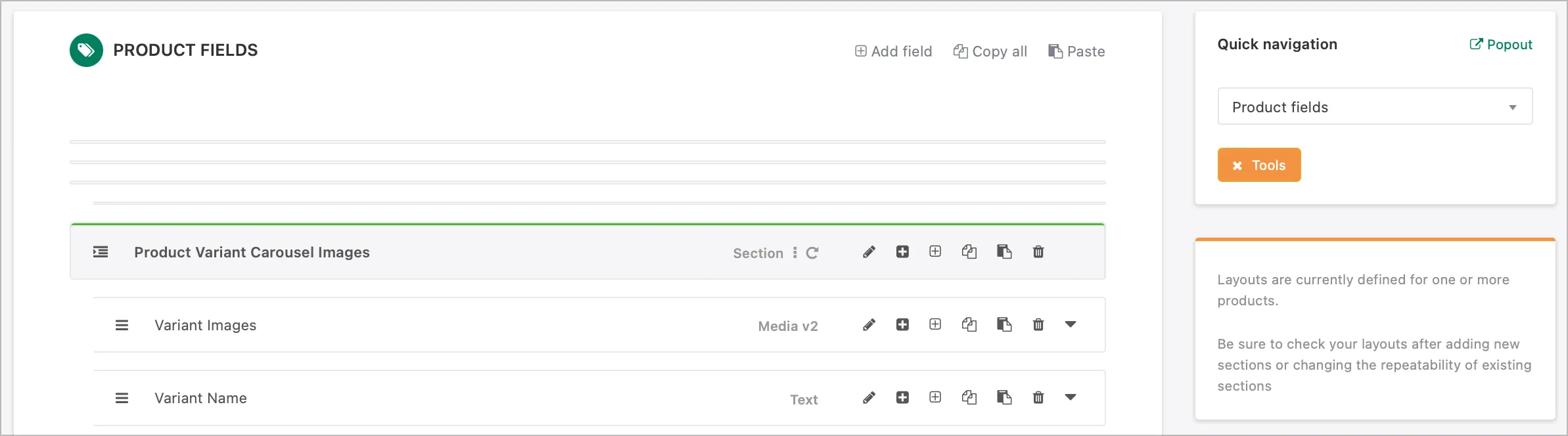 Field context filters screenshot
