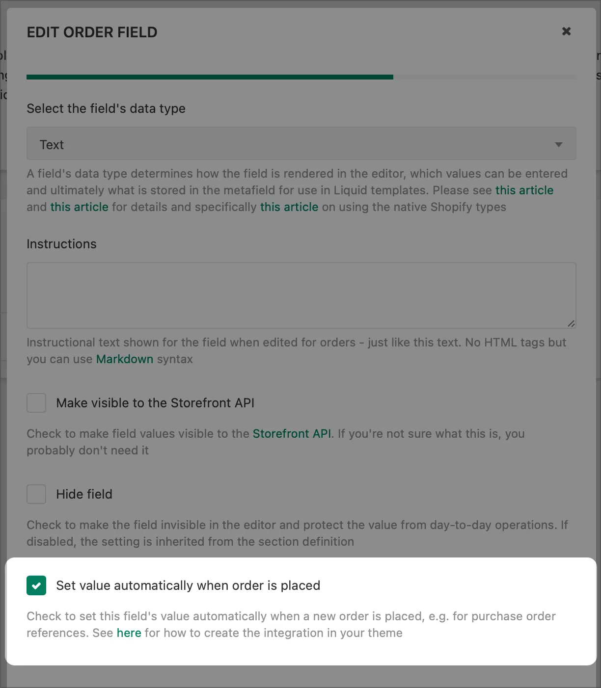 Update value on order creation: How to link cart attributes with ACF fields
