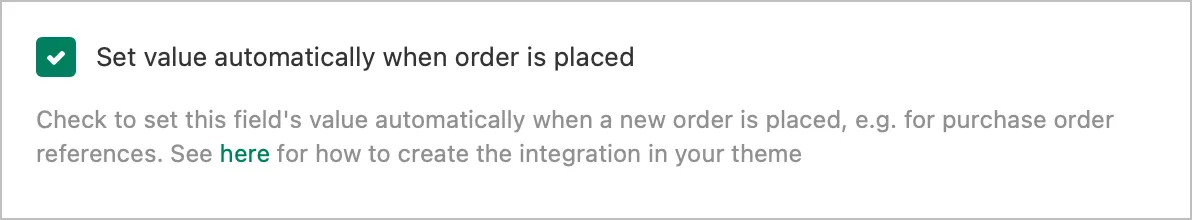 Update value on order creation: Example