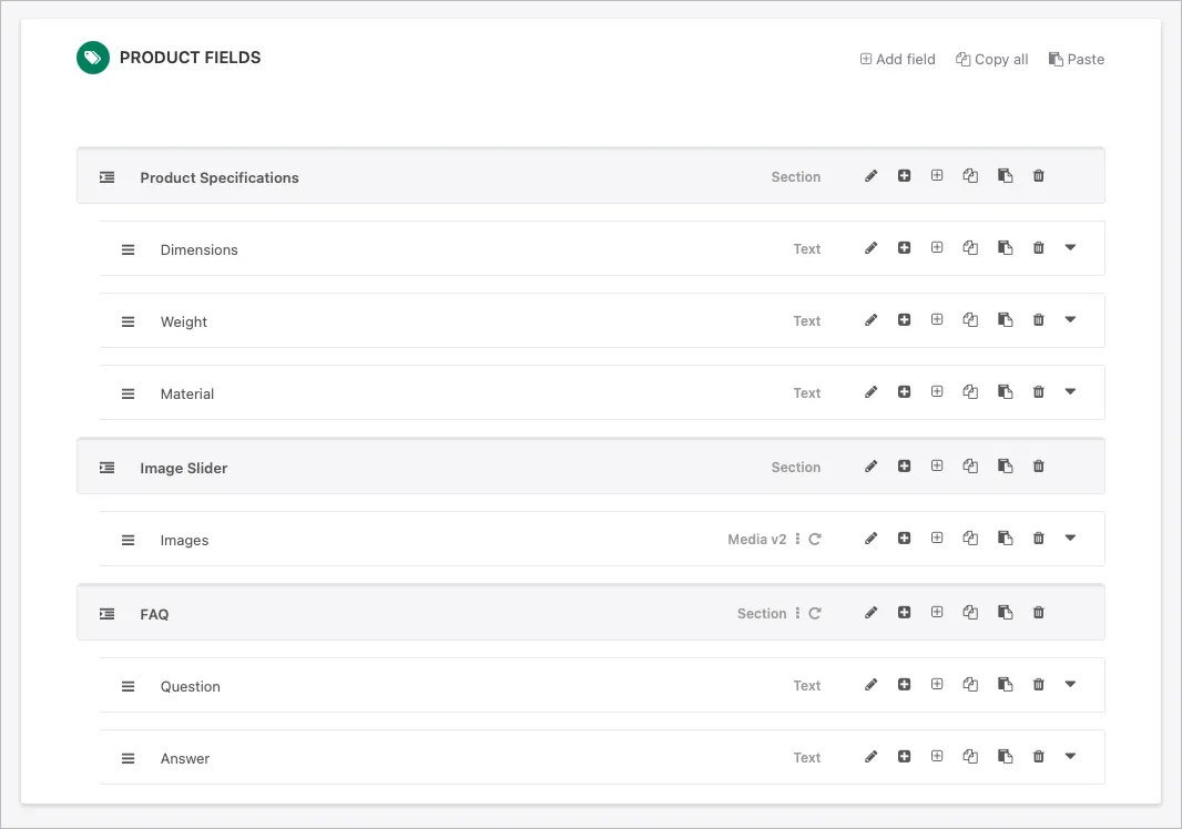 Create a Metafield definition: Fields