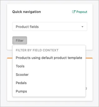 Field context filters screenshot