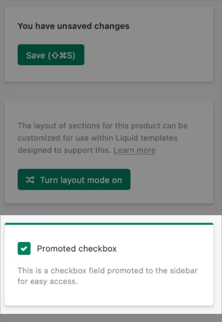 Promote fields to sidebar screenshot