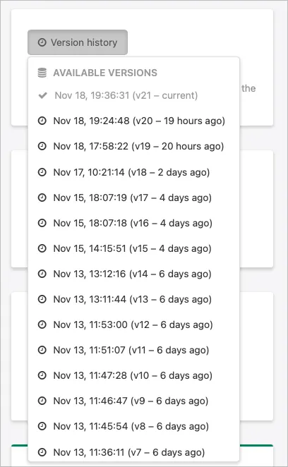 Version control: Version history overview