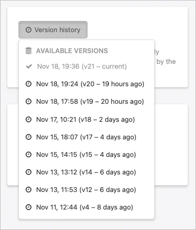 Version control: Version history overview