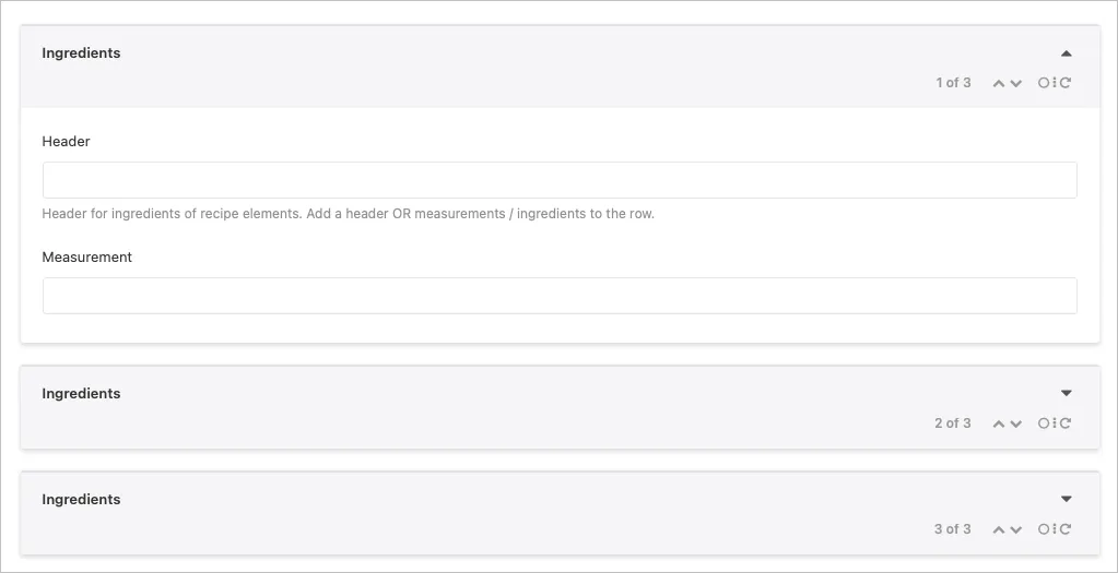 Repeatable fields screenshot