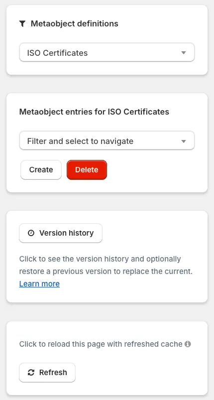 Metaobject instances / values: metaobject