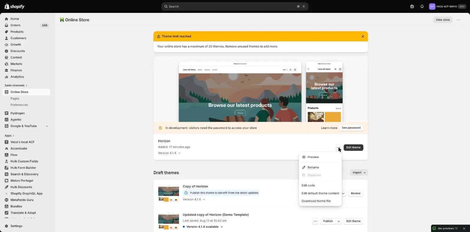 How to show fields in your storefront: Editing your theme’s code