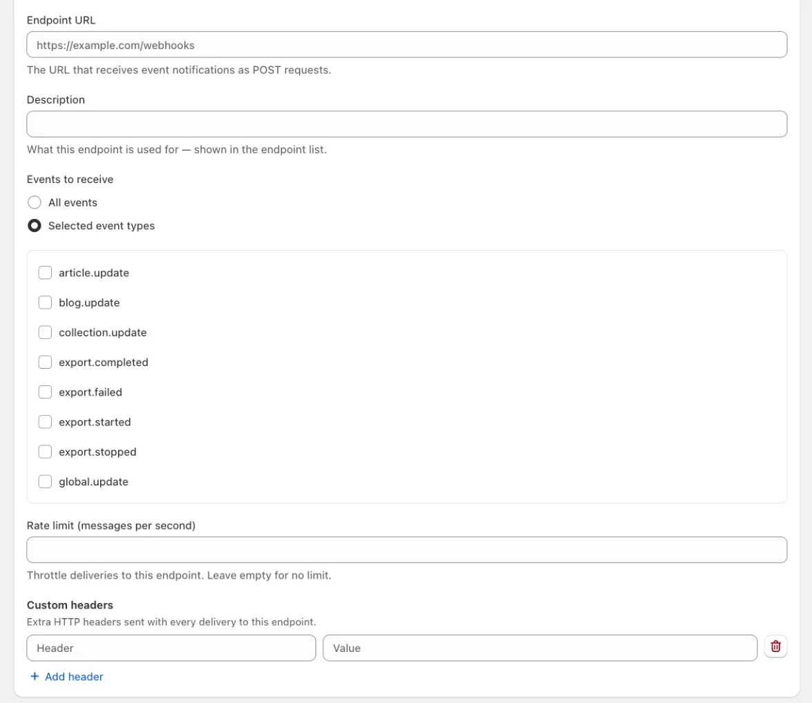 Webhooks: Adding an endpoint