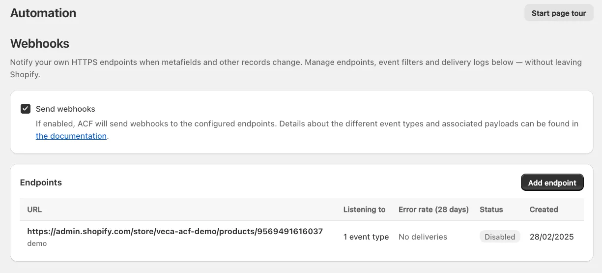 Webhooks: Enabling webhooks in ACF