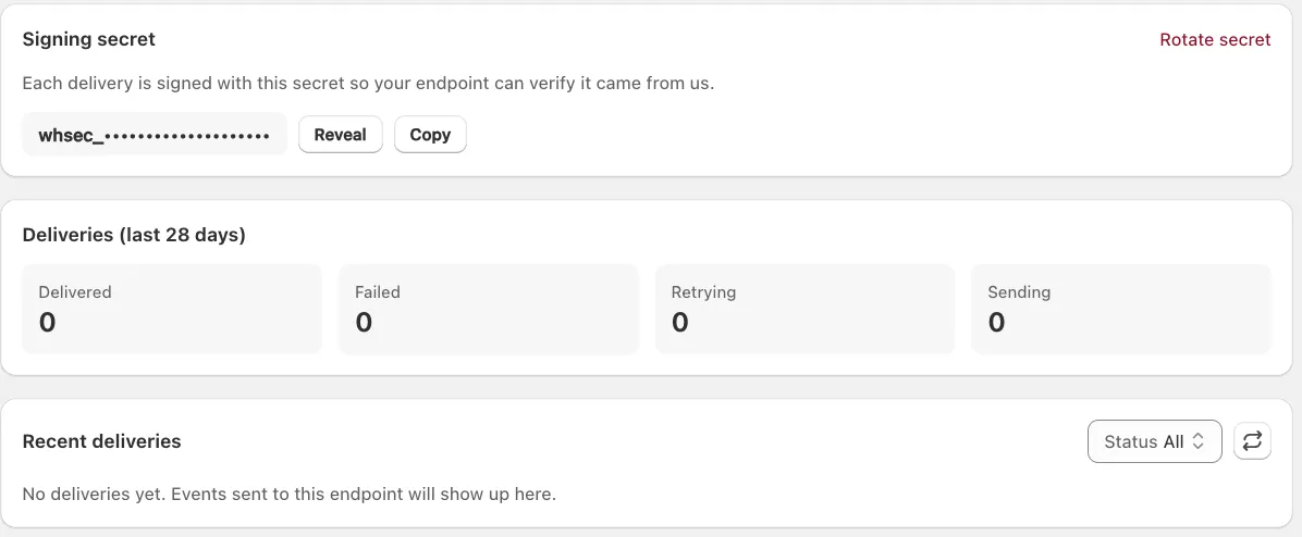 Webhooks: Managing an endpoint